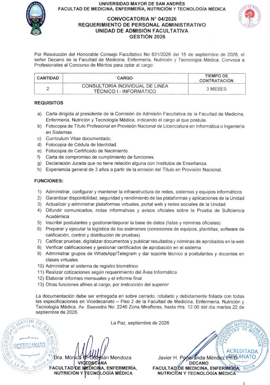 Convocatoria UMSA