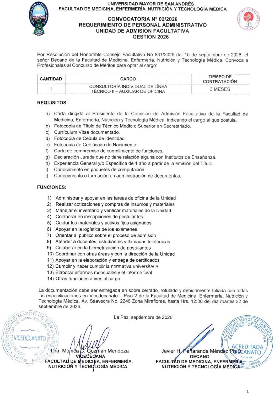 Convocatoria Umsa
