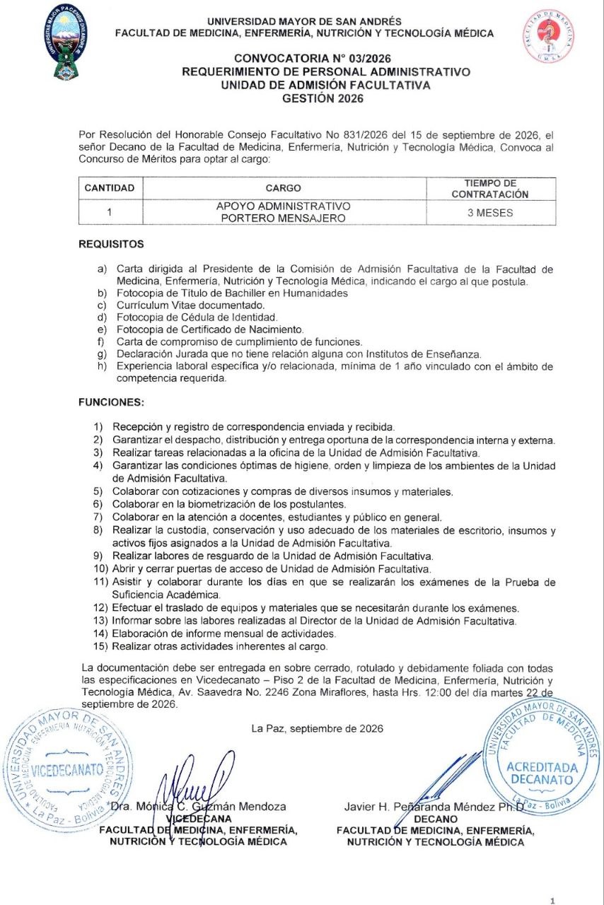 Convocatoria Umsa