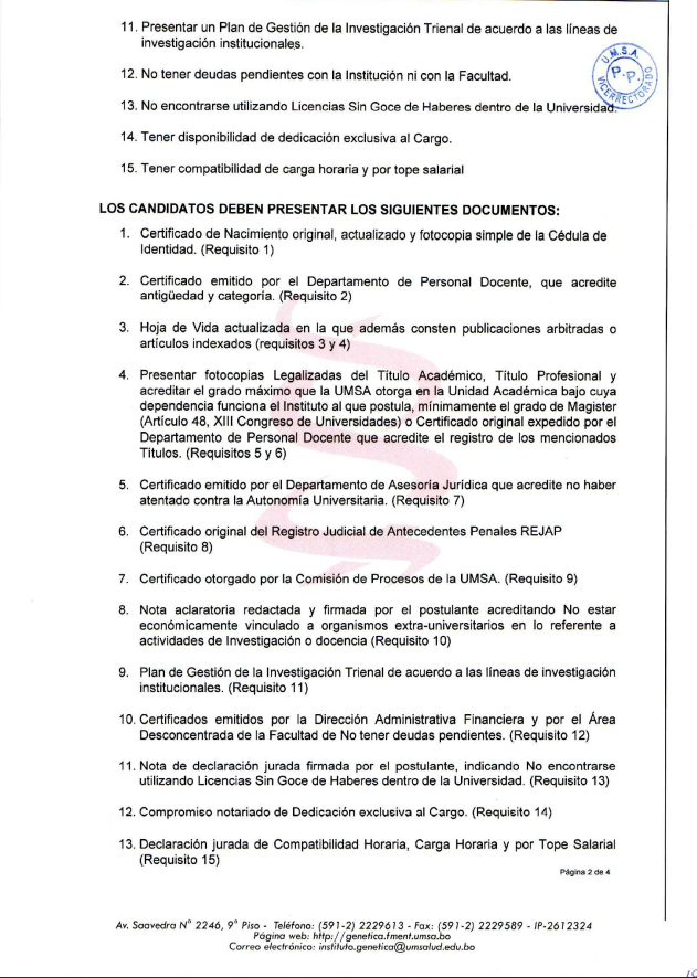 Convocatoria Director Instituto de Genética - Página 2