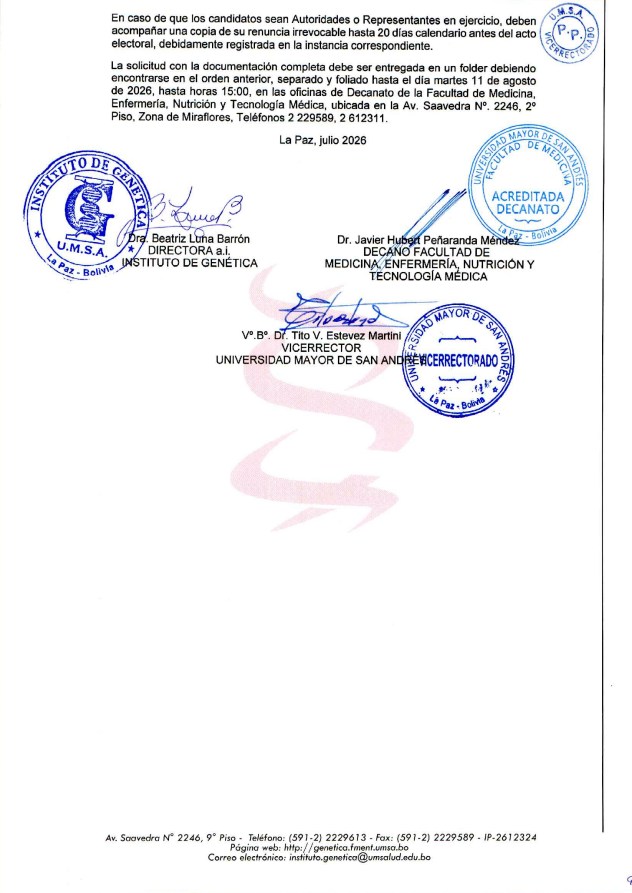 Requisitos y firmas de la convocatoria
