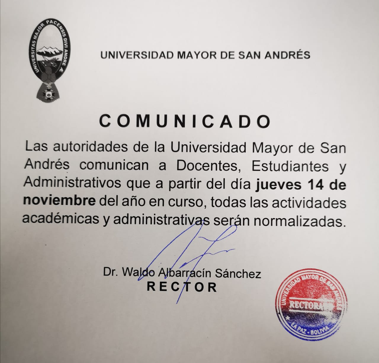 ¡comunicado Fment Umsa Universidad Mayor De San Andrés 3079